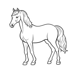 Minimalistic Cute Horse - Full Body Line Art Vector