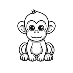 Obraz na płótnie Canvas Minimalistic Cute Monkey - Full Body Line Art Vector