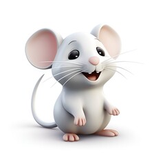 3D Mouse Icon on White Background