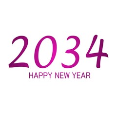 2034 Happy New Year. Holiday Design, Trendy Style, Calendar