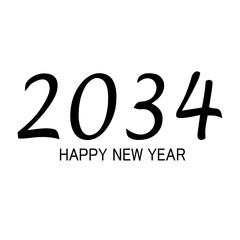 2034 Happy New Year. Holiday Design, Trendy Style, Calendar