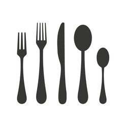 cutlery fork and spoon silhouette icon. isolated object.