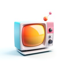 Modern Television Icon on White Background