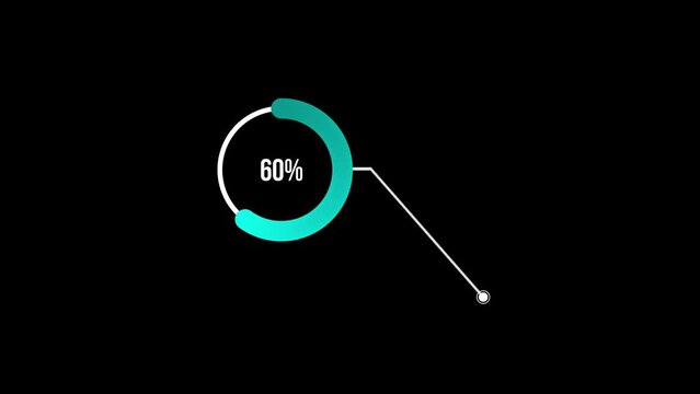60 percent Call out Pie Chart Animation. Sixty percent Glowing Blue Chart on Black and Background. Sixty percentage chart for finance, sales, statistics Green Screen Motion Graphics