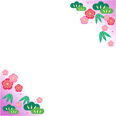 松竹梅の和風フレームイラスト