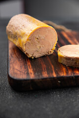 foie gras canard block ready to eat cooking appetizer meal food snack on the table copy space food...