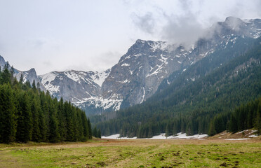Beautiful panorama in Tatry mountains valey, Dolina Malej Laki - Polana Malolacka