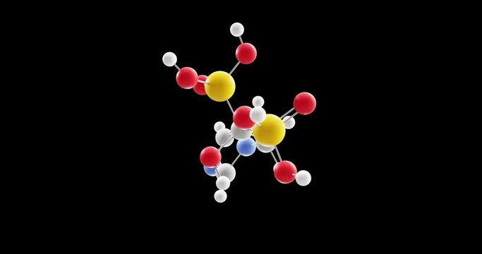 Zoledronic acid molecule, rotating 3D model of bone resorption inhibitors, looped video on a black background