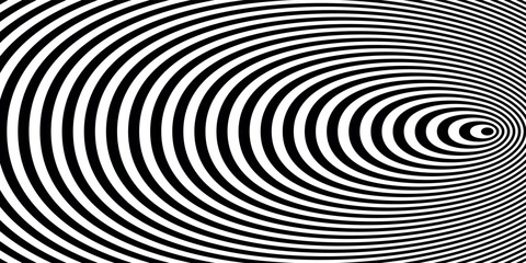 Twisting Whirl Motion and 3D Illusion in Abstract Op Art Striped Lines Pattern..