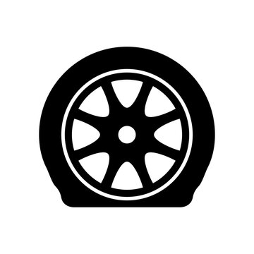 recommend clip art: Flat tire icon. Deflated automobile tire. Punctured wheel of car. Tire service station garage. Vector illustration