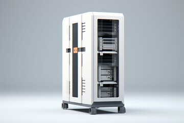 Server rack image. Isolated on white background
