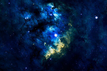 Blue cosmic nebula. Elements of this image furnished by NASA