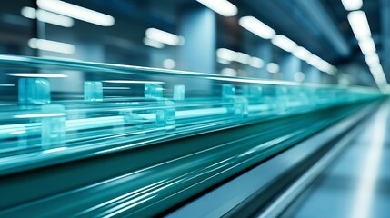 Futuristic Automated Production Line in Action Inside a Modern Manufacturing Facility