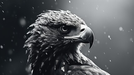 Close-up of an eagle's head. Bird of prey in search of prey. Illustration for cover, card, postcard, interior design, banner, poster, brochure or presentation. - obrazy, fototapety, plakaty