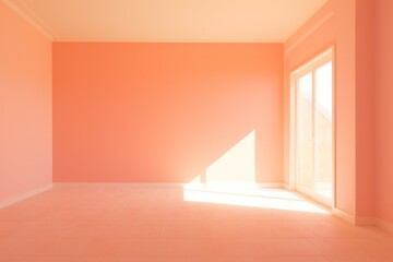 Empty peach fuzz room with sun light, 