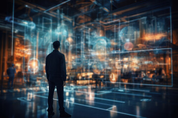 The company exploring emerging technologies to stay ahead in innovation and product development. Concept of future-oriented strategies. Generative Ai.