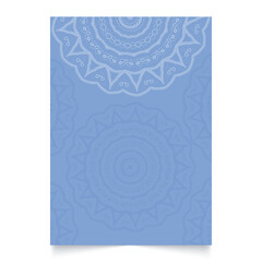 blue template with brushed mandala ornamental decor  , folk vector background