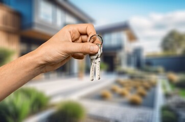 Person buying new home holding key