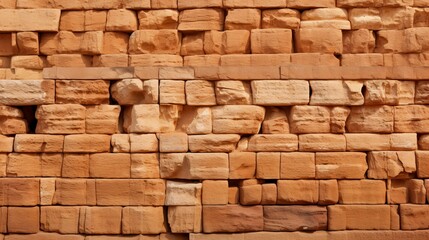 Uniform Terracotta Bricks Stacked Neatly Creating Textured Wall Background in Warm Tones