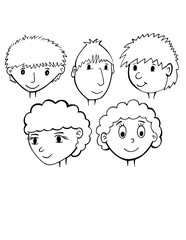Cartoon Faces Heads Vector Illustration Art Set
