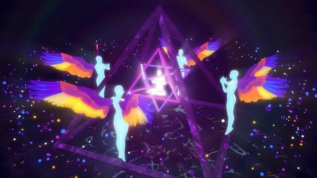 3d illustration of light angels initiating the astral journey of an adept