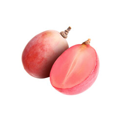 Sweet fresh grapes falling on white background