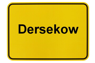 Illustration eines Ortsschildes der Gemeinde Dersekow in Mecklenburg-Vorpommern - obrazy, fototapety, plakaty