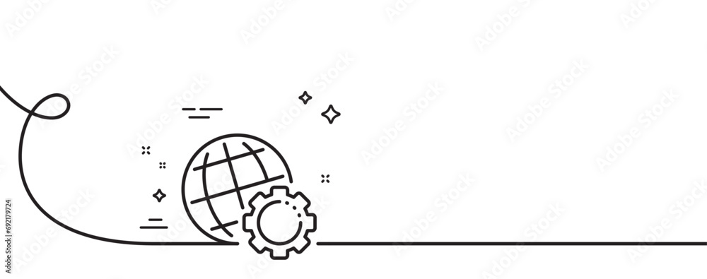Poster globe line icon. continuous one line with curl. world or earth sign. global internet symbol. globe s