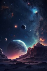 Outer Space Background With Solar System