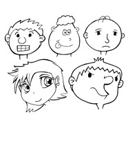 Cartoon Face Heads Vector Illustration Art Sets