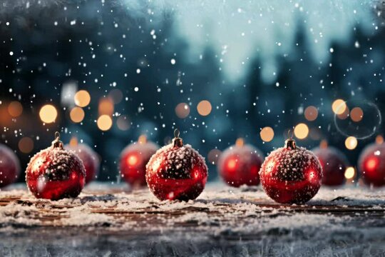 Boulles de No&euml;l sous la neige