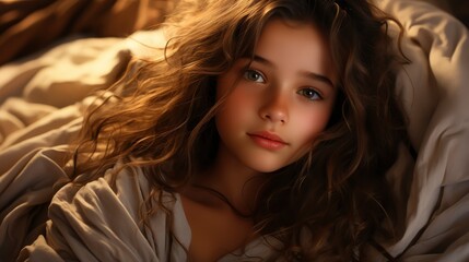Isolated Photo Cute Girl Being Awake, Background HD For Designer        