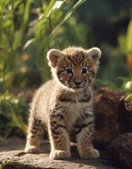 Obraz premium baby tiger discovering forest