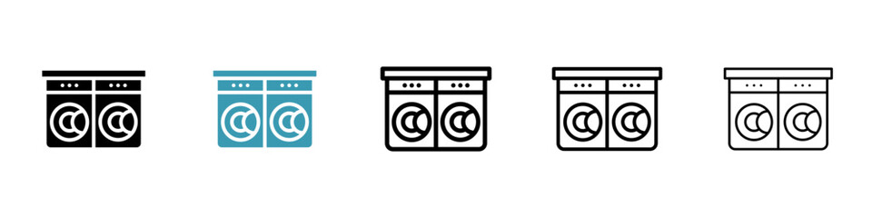 Commercial laundry shop vector icon set. Commercial laundry shop vector symbol for UI designs. - obrazy, fototapety, plakaty