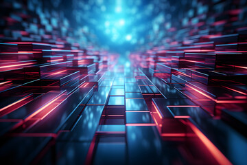 abstract 3d futuristic glowing background with blocks