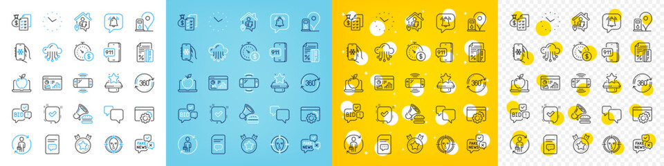 Vector icons set of Face detect, Cloud storage and Bid offer line icons pack for web with Full rotation, Accounting wealth, Air conditioning outline icon. Seo gear, Winner podium. Vector