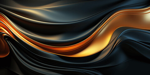 gold yellow and black abstract background with waves
