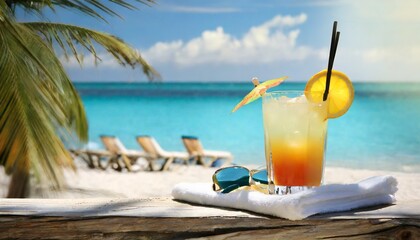 Refreshing drink by the beach