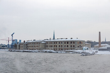 old Patarei fortress in Tallinn in winter, the building was used as a prison and a place of terror...