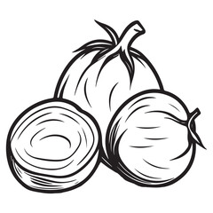 Garlic silhouettes and icons. Black flat color simple elegant white background Garlic animal vector and illustration.