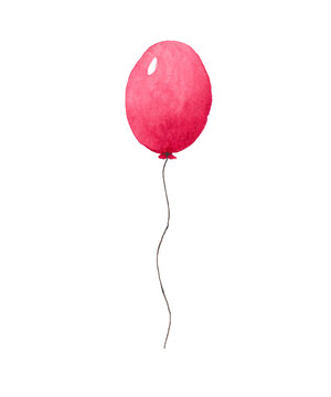 Watercolor red balloon isolated. Hand-painted watercolor illustration. Print for wedding, holiday, logo design, postcard. Art for card, posters
