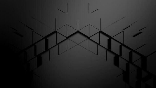 Geometric Shapes Form a Wave. Abstract motion, two color, 3d rendering, 4k resolution

