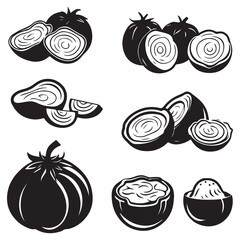 Sweet Potato silhouettes and icons. Black flat color simple elegant white background Sweet Potato animal vector and illustration.