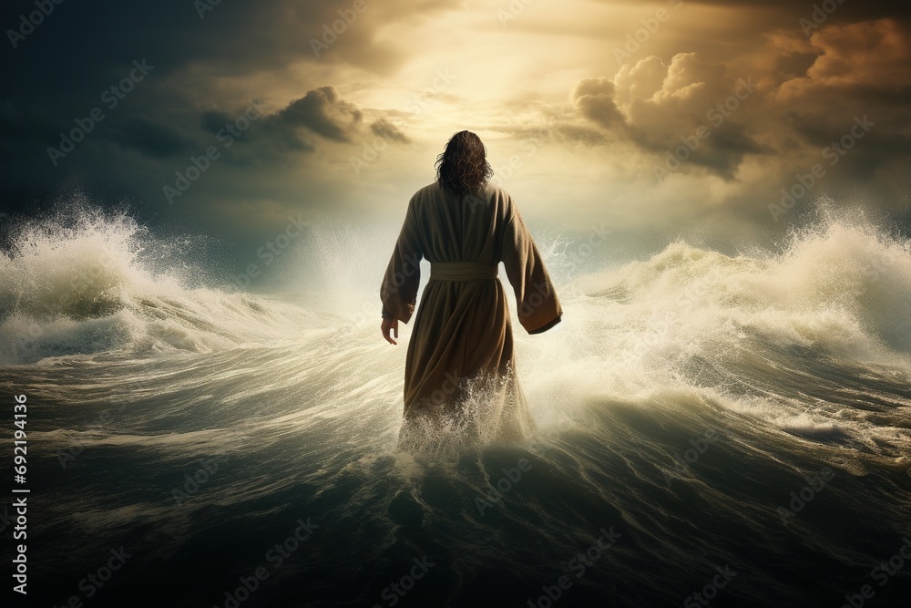 Poster jesus christ walks on water.