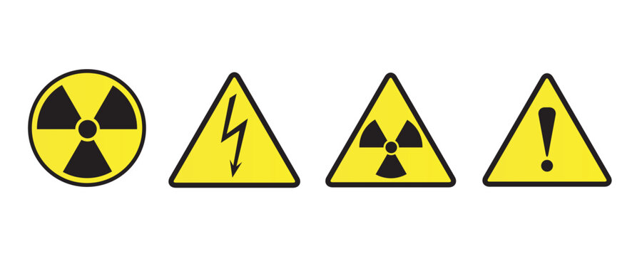 Set of triangle yellow warning sign. Vector, illustration
