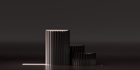 Product Podium - dark brown Podium, dark brown 
 Background. 3D Illustration. Light coming from left window
