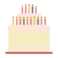 Isolated colored birthday cake icon with candles Vector