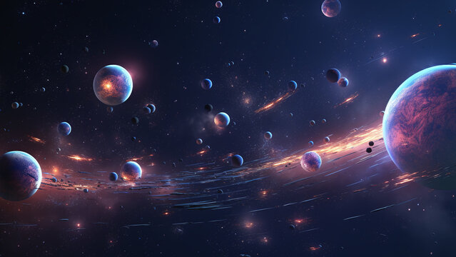 Wonderful space scene. Video Game's Digital CG Artwork, Concept Illustration, Realistic Cartoon Style