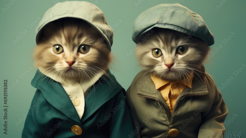 Canvas Prints A couple of cats that are standing next to each other. Generative AI.