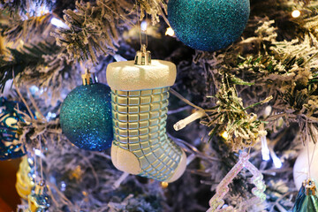 Christmas blue background and decorations